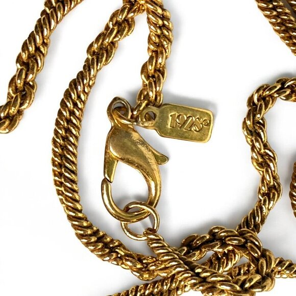 Vintage 1928 Goldtone Filigree Tassel Pendant Necklace 32” - Picture 6 of 9